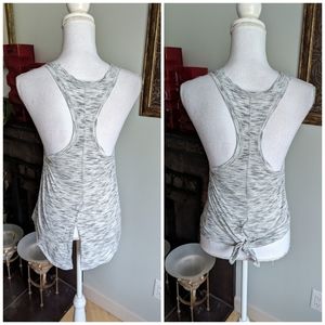 Lululemon 2/4 Women's Small Tank Top Heathered Light Gray Slit Back Racerback 68